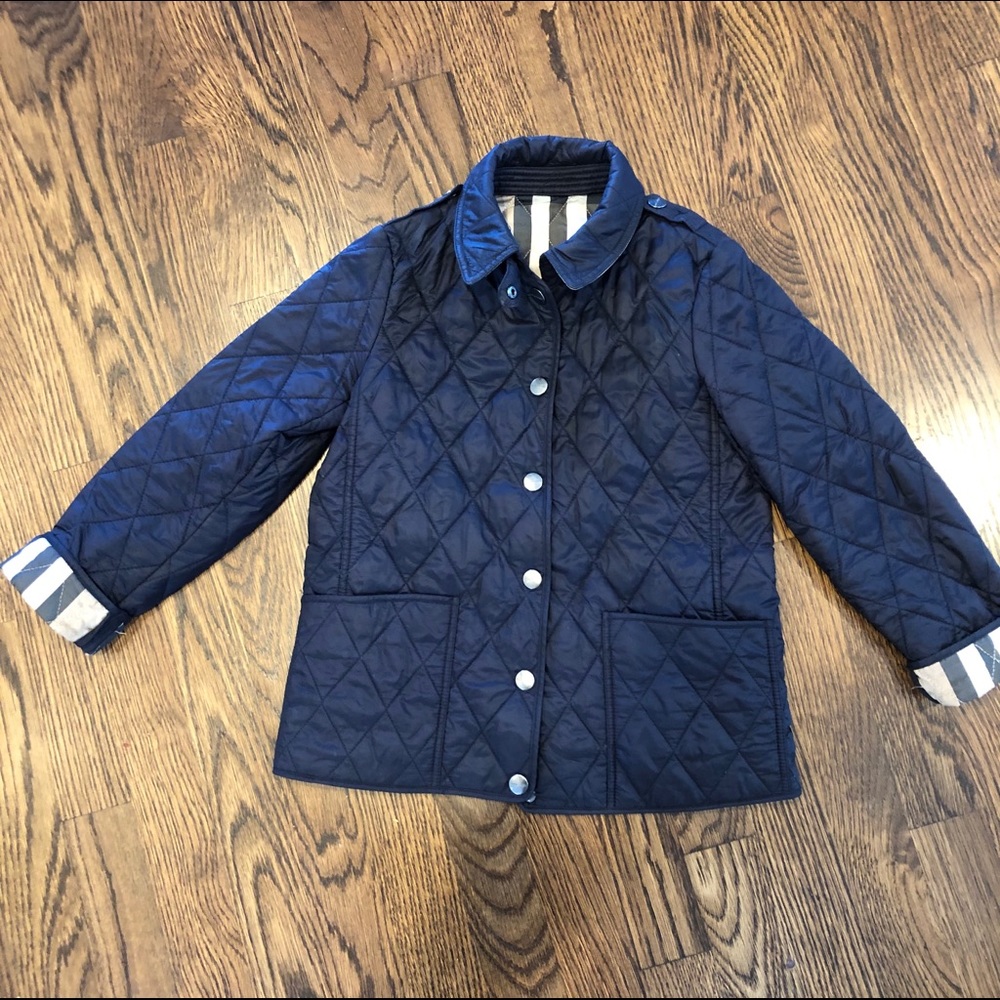 Burberry Quilted Dark Navy Jacket SZ 7 Girls